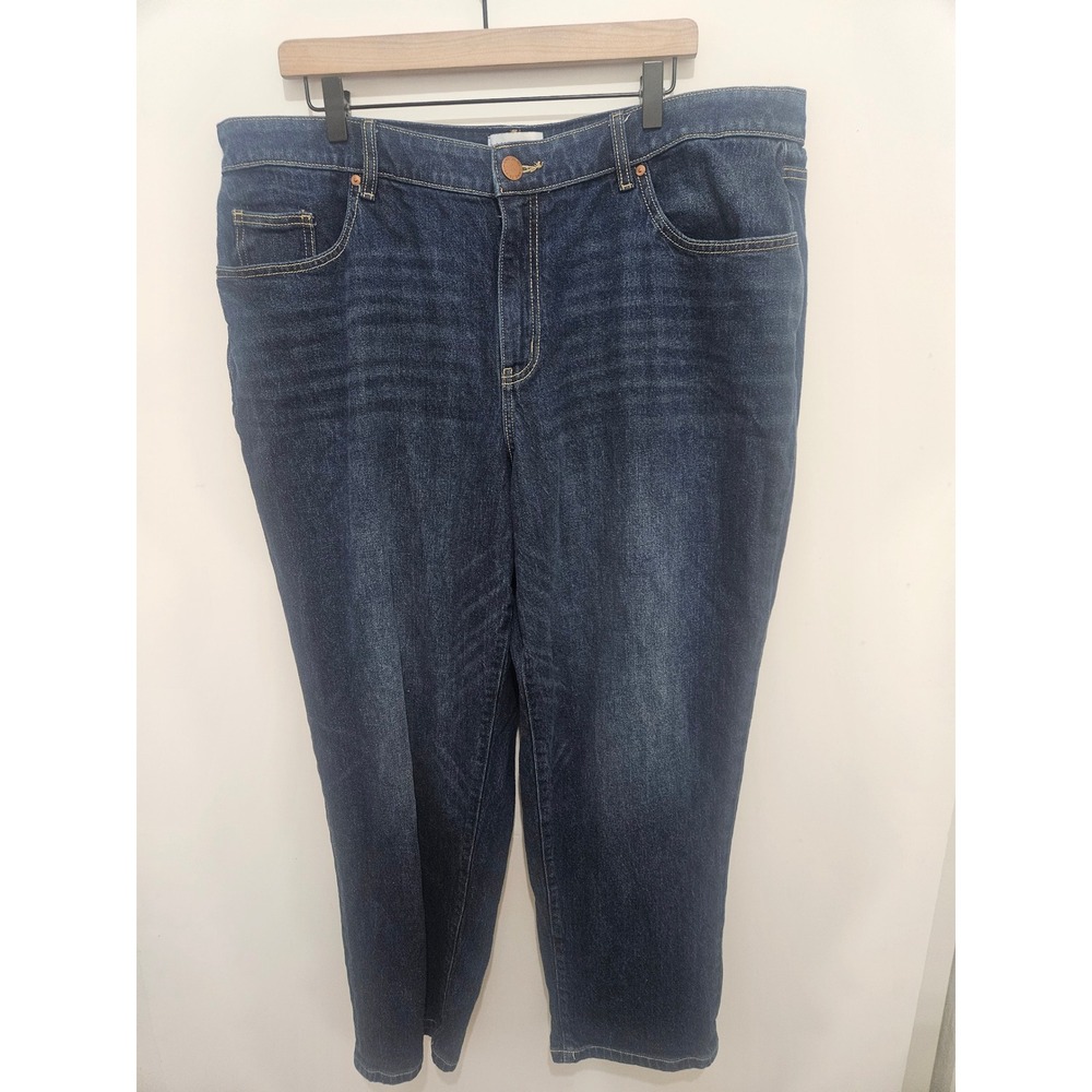 Lane Bryant Women 20 Dark Wash Straight Leg High Rise Jeans A1440 Blue Denim